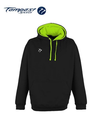 Tempest Lightweight Black Electric Green Hooded Sweatshirt